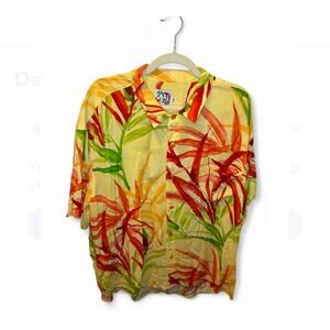 Rare Vintage Jams World Hawaiian Shirt size XXL Multi Color Leaves